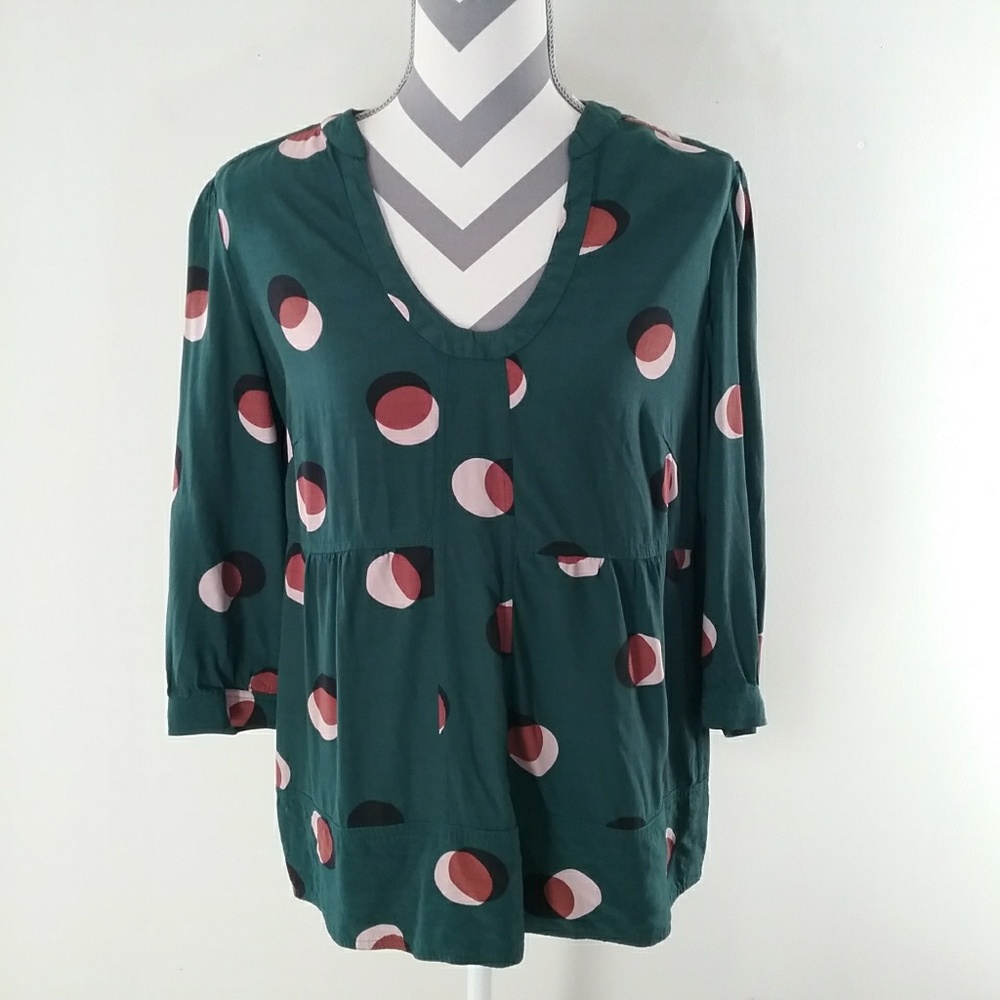 Boden Mollie green boho top size 10